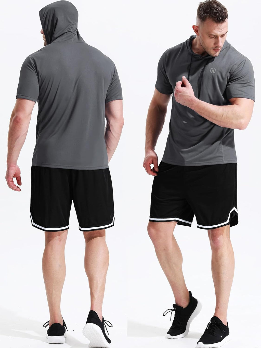 Dry Fit Workout Athletic Muscle Tank Top Running Shirts with Hoods