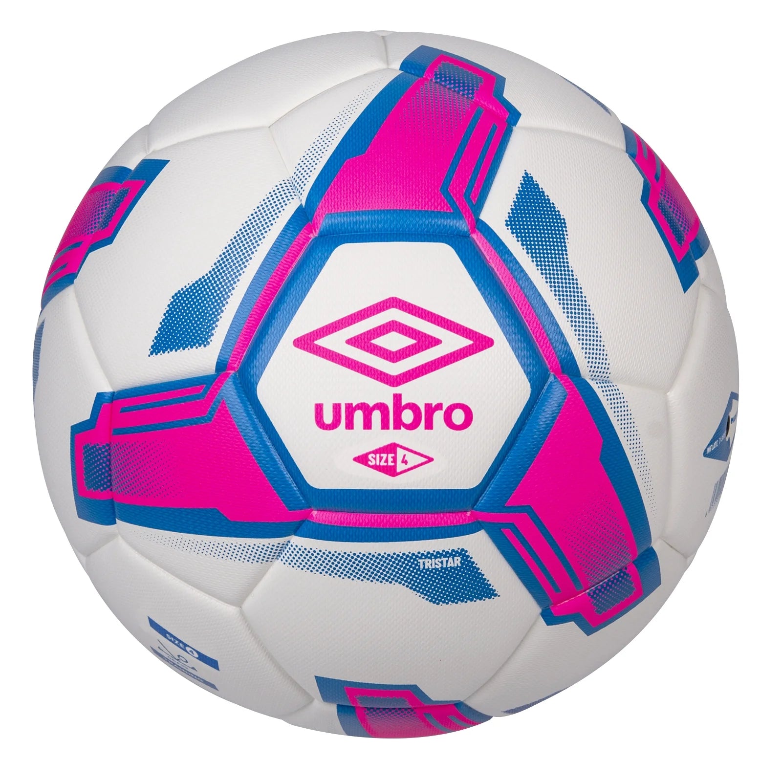 Tristar Size 4 Youth and Beginner Soccer Ball, White/Blue/Pink